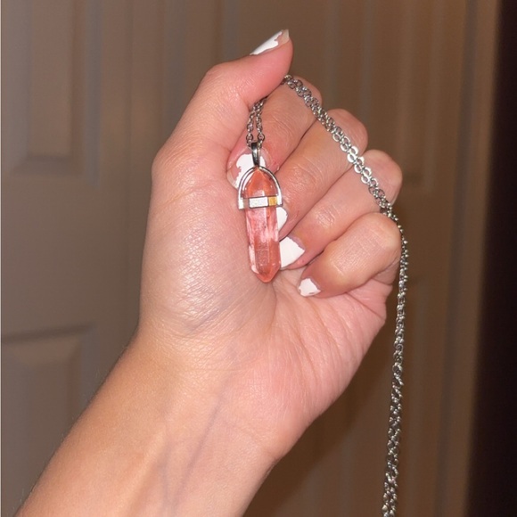Handmade strawberry quartz necklace - Picture 3 of 5